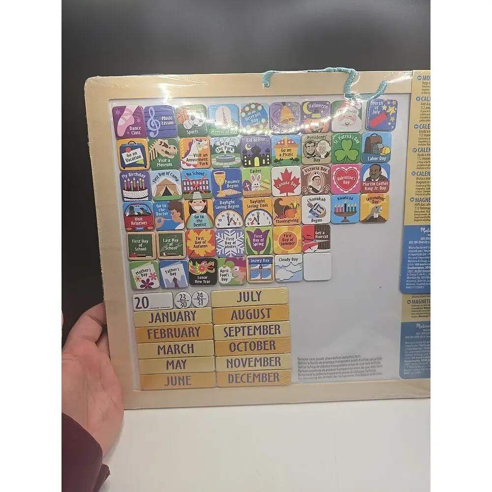 Melissa & Doug Monthly Magnetic Calendar 112 Magnets Wooden NIP Brand New